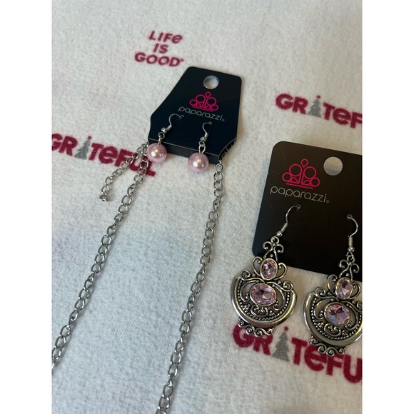 NWT Paparazzi Light Pink and silver necklace earrings and ring set - Picture 4 of 5